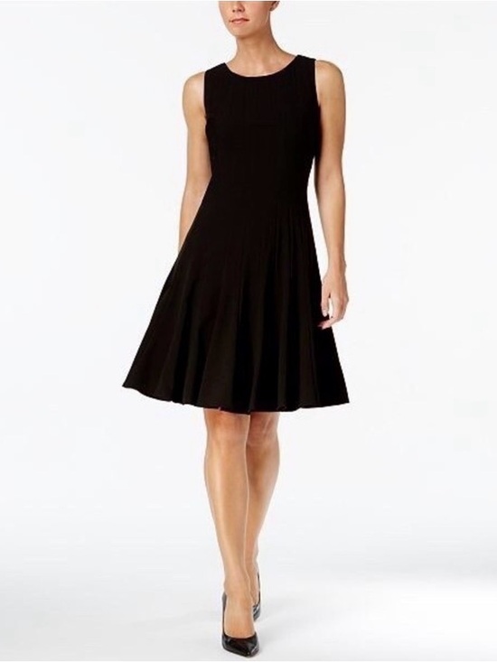 Calvin Klein Dresses & Skirts - Calvin Klein Black Lined Pleated Dress LBD Little Black Dress Work Career Sz 10